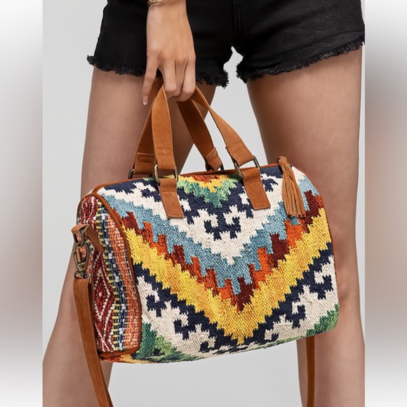 NWT! Ruggine Handmade Intricate Detail Suede Boston Bag crossbody - Picture 8 of 9